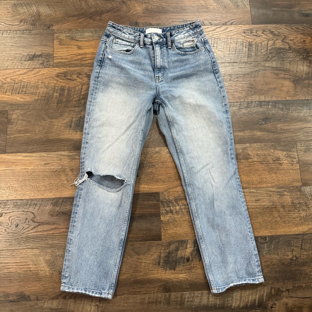Vervet by Flying Monkey Women’s Light Wash Straight Ripped Knee Jeans  Size 27